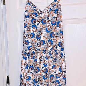 Derek Lam 10 Crosby Floral Dress with Blue and Orange Accents